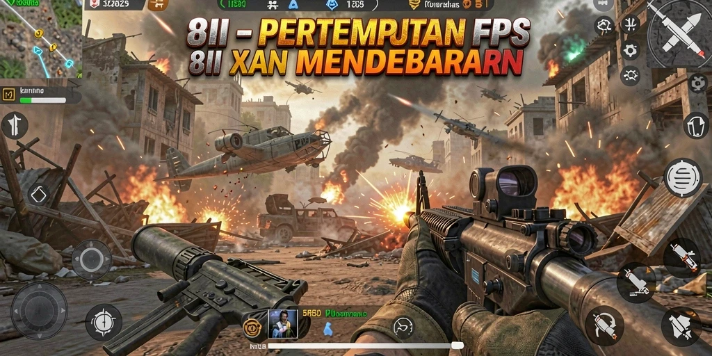 Tampilan aksi seru dari gameplay FPS di 8II.