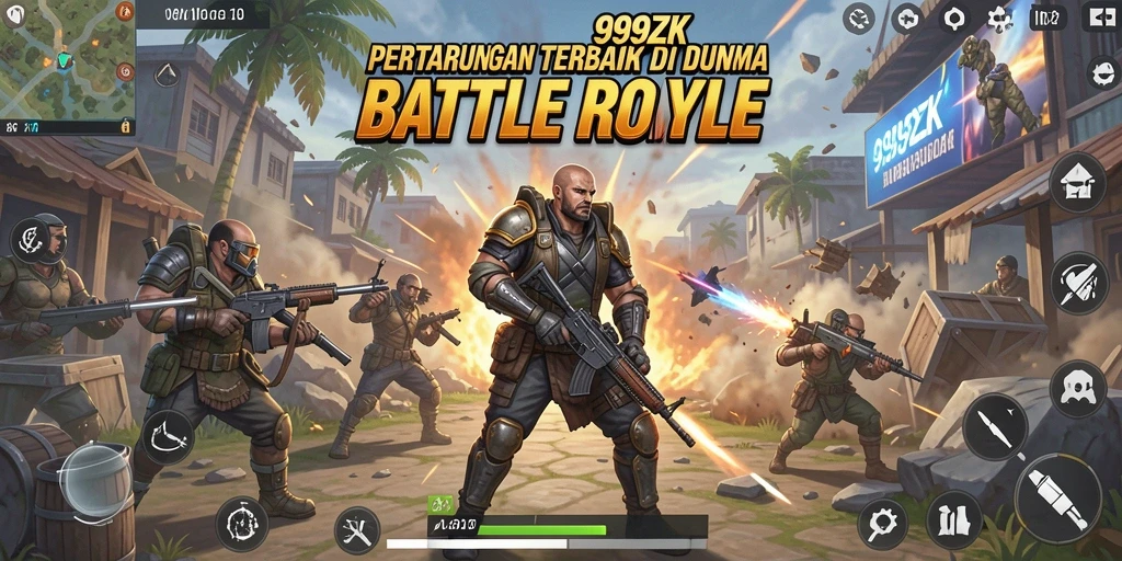 Tampilan gameplay Battle Royale yang mendebarkan dalam 999ZK.