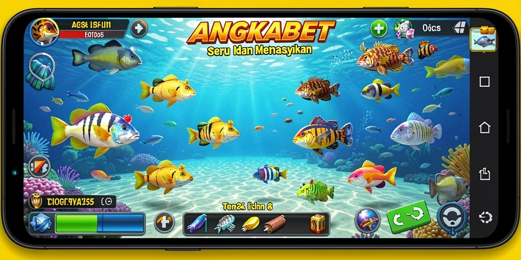 Screenshot gameplay ANGKABET menampilkan aksi menembak ikan yang seru.