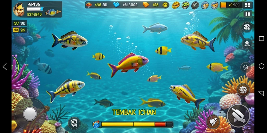 Gameplay seru API36 dengan aksi menembak ikan yang mendebarkan.