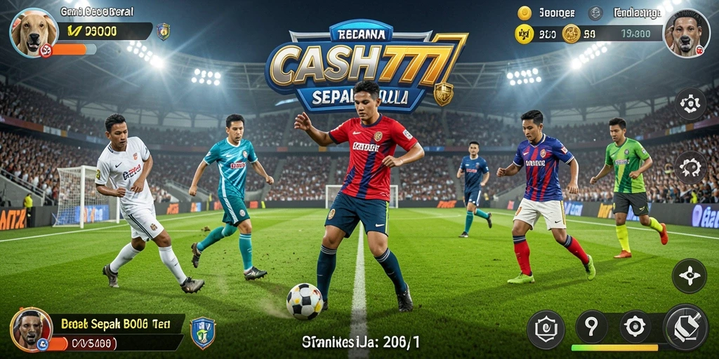 Screenshot menunjukkan aksi mendebarkan dalam permainan sepak bola.
