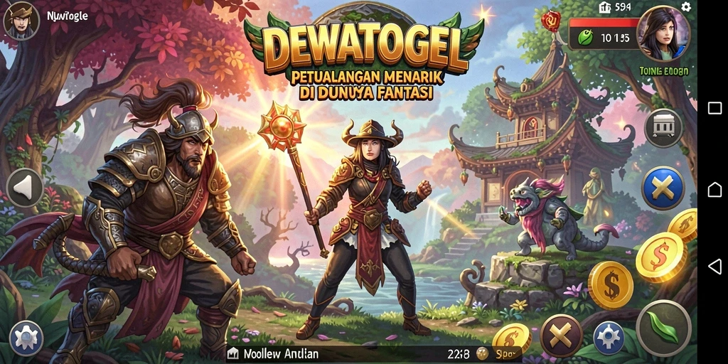 Tampilan gameplay DEWATOGEL yang penuh aksi dan petualangan fantastis.