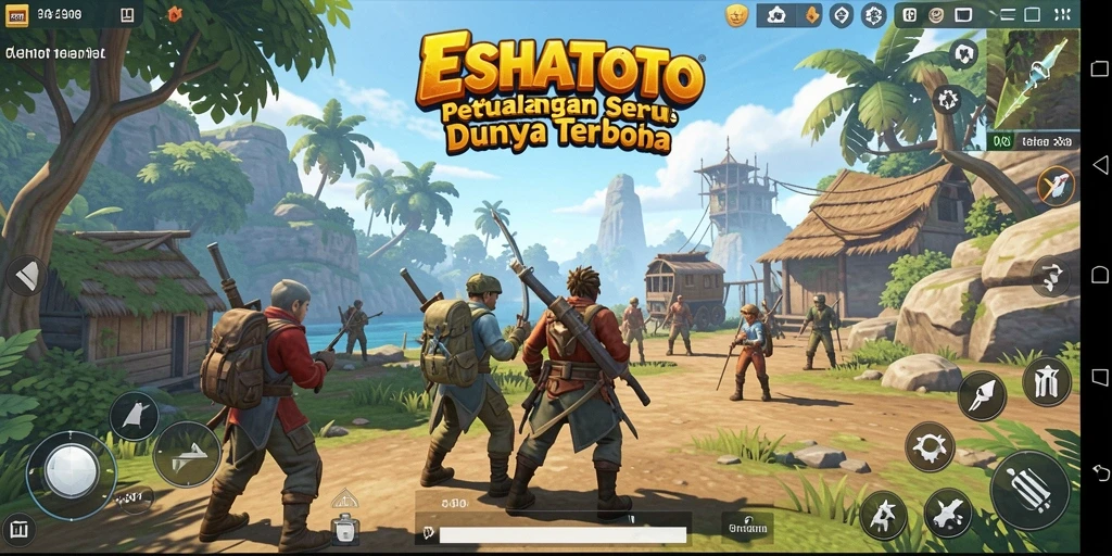 Tampilan gameplay ESHATOTO yang epik dalam dunia terbuka.