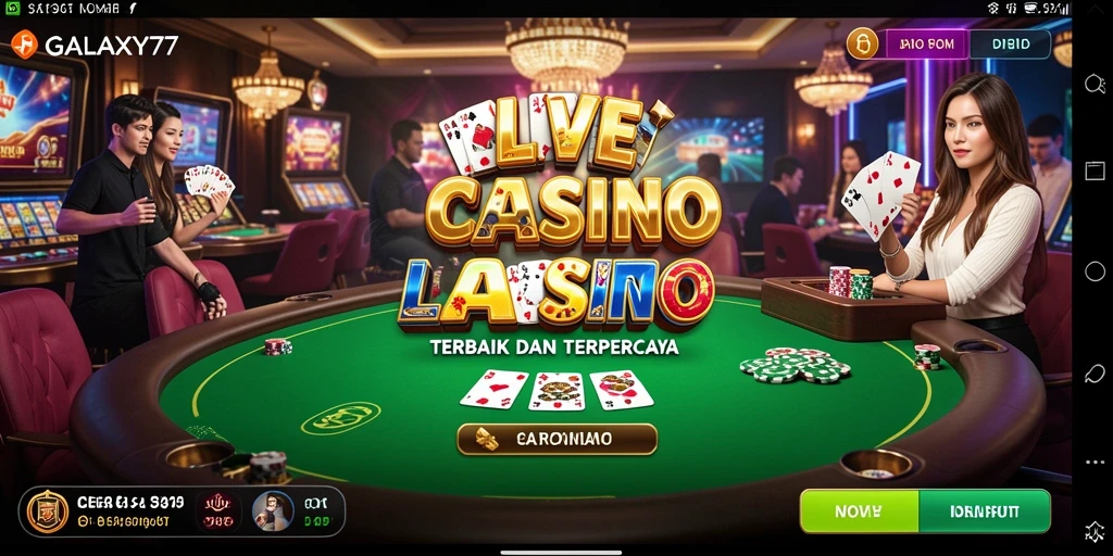 Tampilan yang dinamis dari gameplay Live Casino GALAXY77.