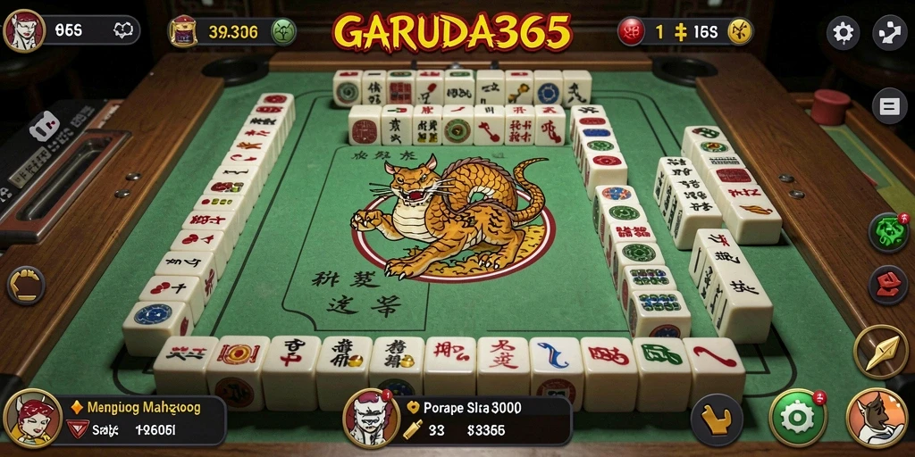 Tampilan antarmuka dinamis dari game Mahjong GARUDA365.