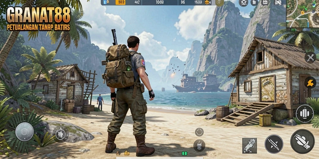 Screenshot menunjukkan pemandangan indah dalam gameplay Open World.