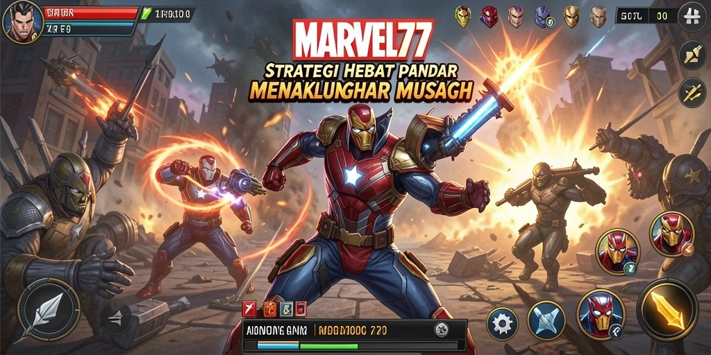 Tampak visual menarik dalam gameplay strategi MARVEL77.