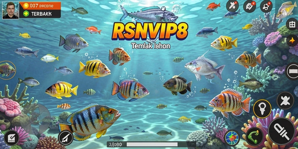 Tampilan gameplay seru dalam RSNVIP8 saat menembak ikan.