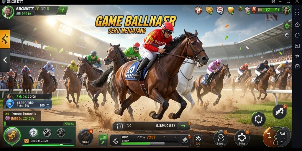 Gameplay Racing SBOBET dengan lintasan seru dan mobil cepat.