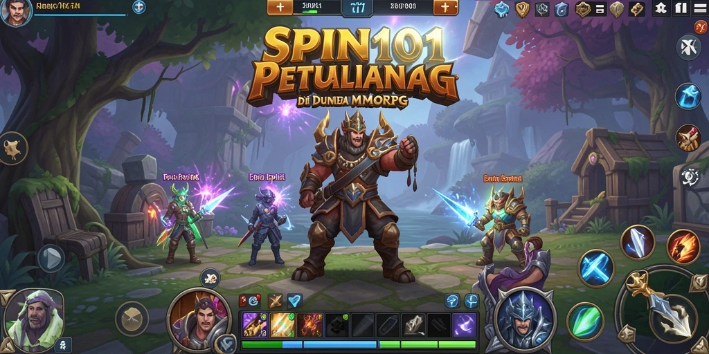 Screenshot utama SPIN101 menunjukkan aksi pertarungan seru di dunia MMORPG.