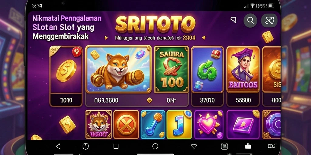 Screenshot utama SRITOTO menampilkan gameplay Slot yang seru dan penuh warna.