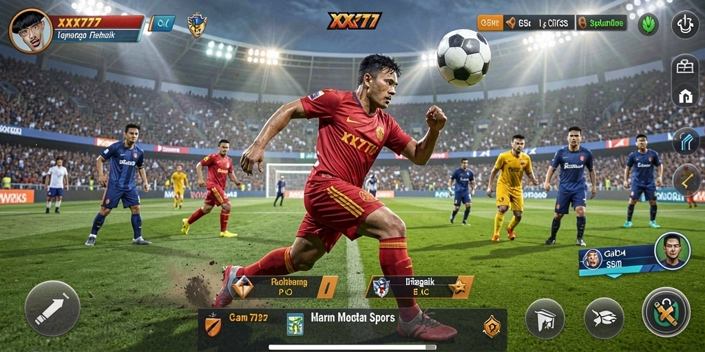 Tampilan gameplay XXX777 menunjukkan aksi olahraga yang mendebarkan.