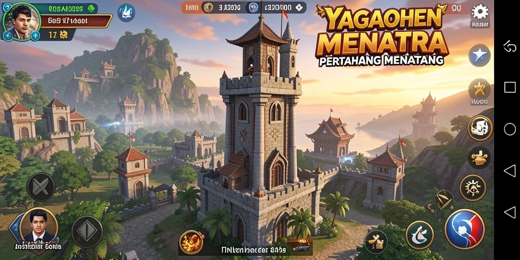 Tangkapan layar gameplay YAGAOHEN menunjukkan menara yang dilengkapi sempurna melawan serangan musuh.