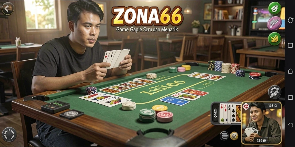 Tampilan gameplay ZONA66 yang menarik dalam permainan Gaple.